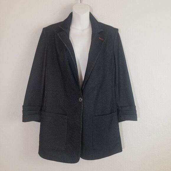 Tommy Hilfiger Women's Blazer 8 Black Pin Striped Preppy Academia Classic - Picture 1 of 11